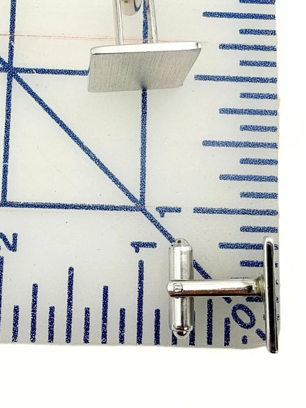 Dante Signed Minimalist MCM Brushed Square Silver Plated Brutalist Cufflinks